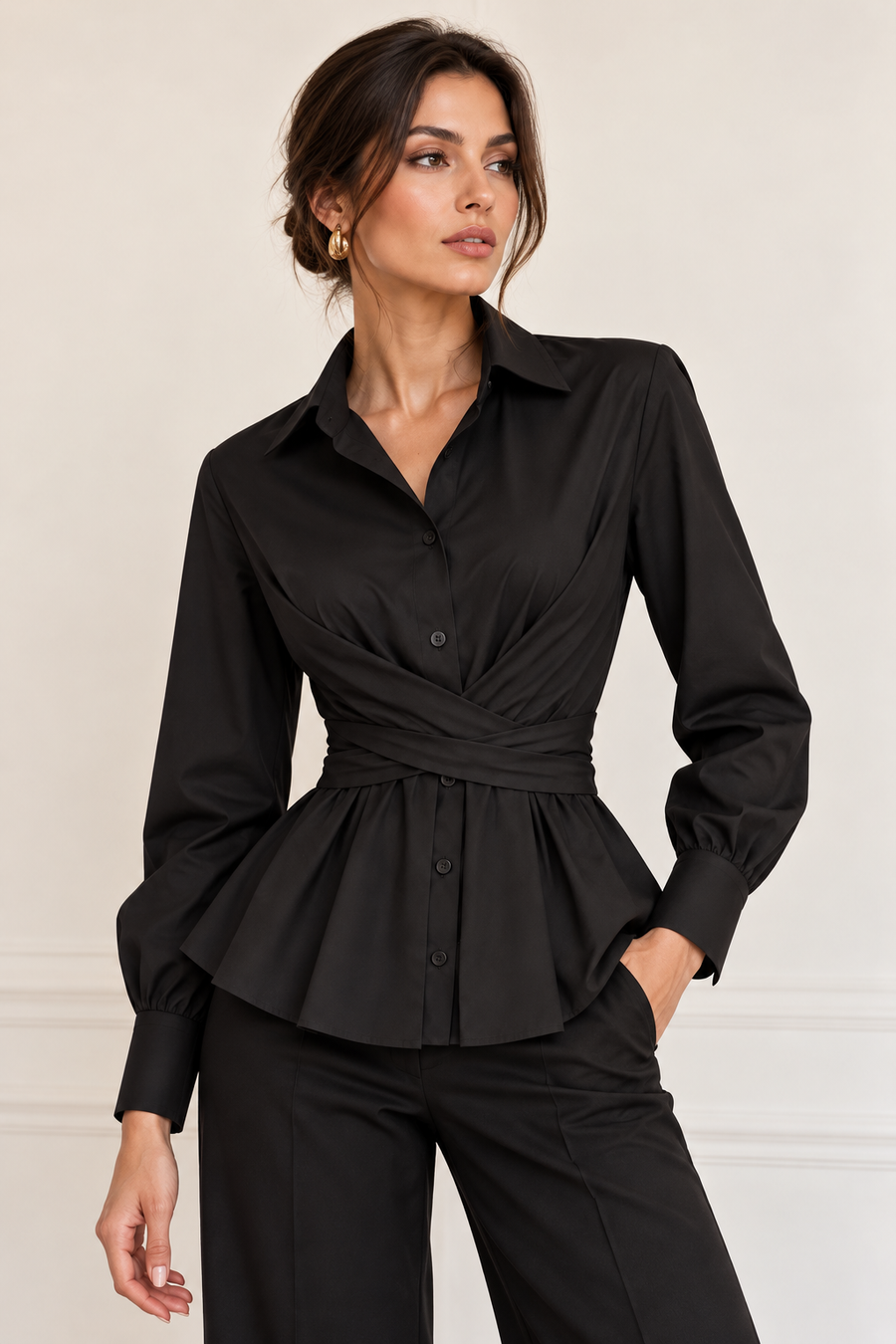 Camasa black cu esarfe