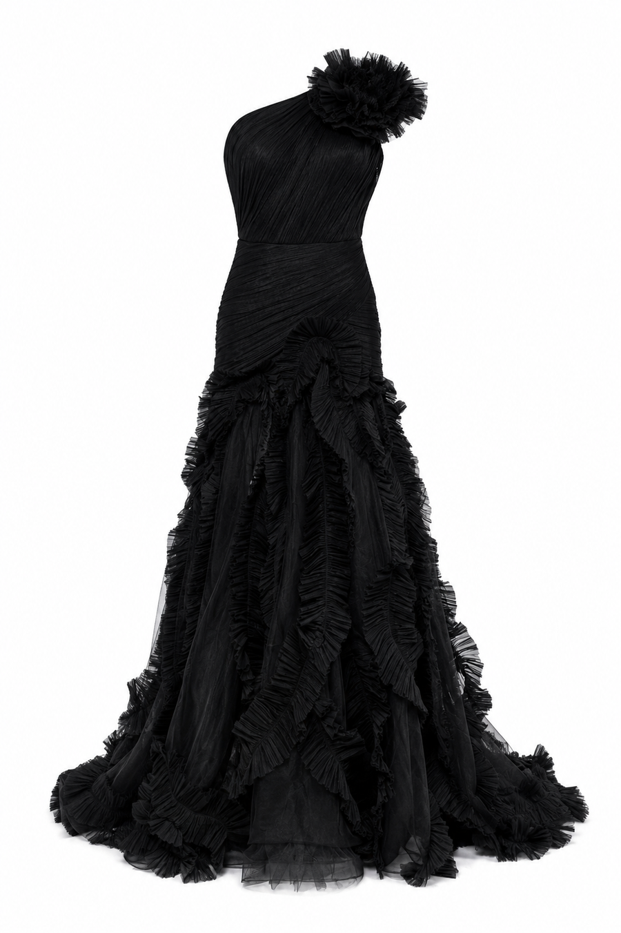 Rochie de gala cu un umar si detalii dramatice