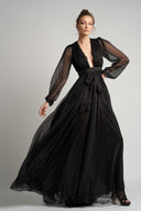Silk wrap dress with deep neckline