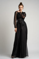Silk wrap dress with deep neckline