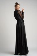 Silk wrap dress with deep neckline