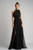 One-shoulder silk maxi dress