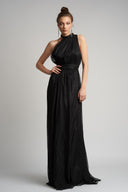 One-shoulder silk maxi dress