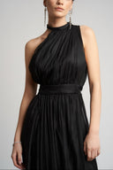One-shoulder silk maxi dress