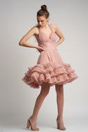 Rochie din tulle cu volane suprapuse