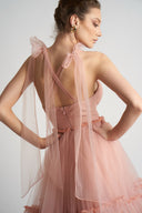 Rochie din tulle cu bretele fundă