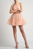 Rochie mini din tulle cu spatele gol