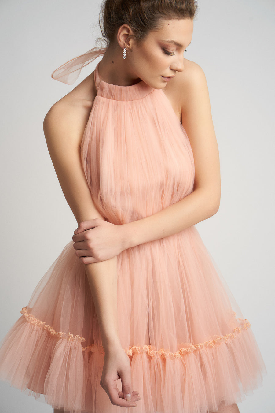 Rochie mini din tulle cu spatele gol