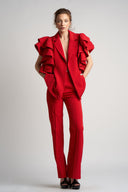 Sacou cu volane arhitecturale Red cu design feminin, croiala moderna si detalii statement Monarh Design