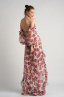 Asymmetrical silk dress with dropped shoulders