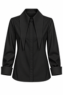Camasa neagra cu guler oversized si mansete intoarse