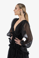 Rochie din matase peliculizata cu corseleta din piele