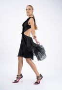 Silk midi dress with pleats and side cutouts