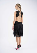 Silk midi dress with pleats and side cutouts