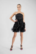 Black mini dress with ruffles