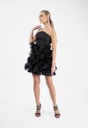 Black mini dress with ruffles