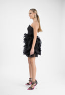 Black mini dress with ruffles