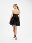 Black mini dress with ruffles