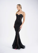 Mermaid lace dress with appliqués and tulle