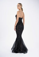 Mermaid lace dress with appliqués and tulle
