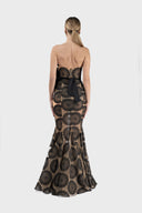 Rochie lunga sirena cu floare detasabila