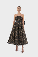 Midi dress with detachable organza bow