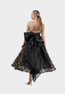 Midi dress with detachable organza bow