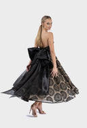 Midi dress with detachable organza bow