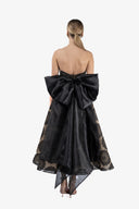 Midi dress with detachable organza bow