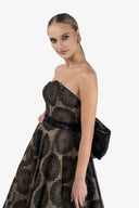 Midi dress with detachable organza bow