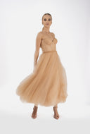 Tulle midi dress with corset