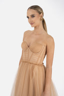 Tulle midi dress with corset