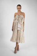 Filmed silk dress with oversized bow