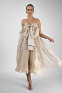 Filmed silk dress with oversized bow