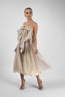 Filmed silk dress with oversized bow