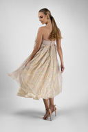 Filmed silk dress with oversized bow