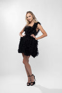 Mini dress with sculptural ruffles