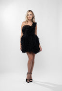 Mini dress with sculptural ruffles