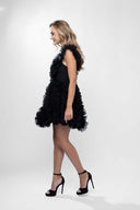 Mini dress with sculptural ruffles