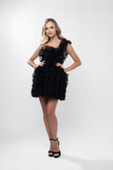 Mini dress with sculptural ruffles