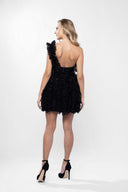 Mini dress with sculptural ruffles