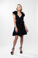 Rochie cu decupaje si volane Dark Black