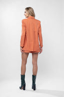 Costum sacou lejer din in peliculizat cu pantaloni scurti Burnt Orange
