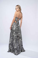 Rochie lunga cu imprimeu zebra si decupaje