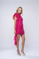 One-shoulder dress with spectacular ruffles