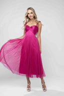 Silk tulle midi dress