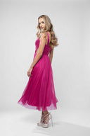 Silk tulle midi dress