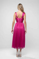Silk tulle midi dress