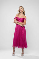 Silk tulle midi dress