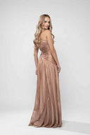Long asymmetrical bronze dress